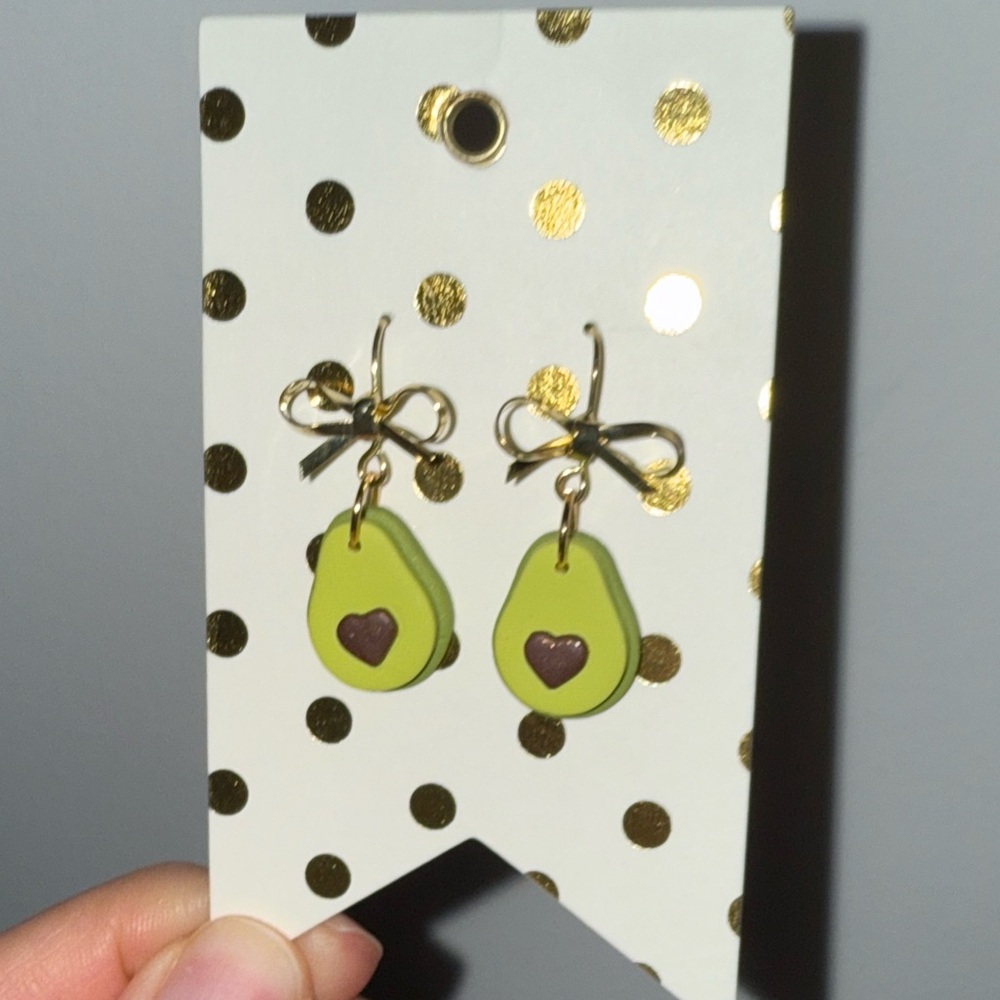 Avocado Earrings with Heart Detail